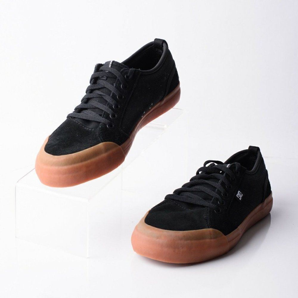 DC Youths Evan Boys Black Leather Skateboard Shoes Sneakers Sz 7 Eu 39 Low tops